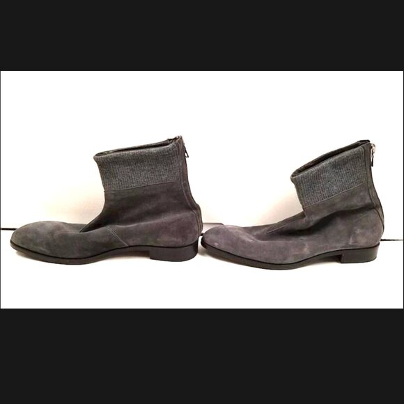 Les Hommes $860 Made in Italy Gray Suede Leather Ankle Boots Zip Up EU 45 US 12 main image 10